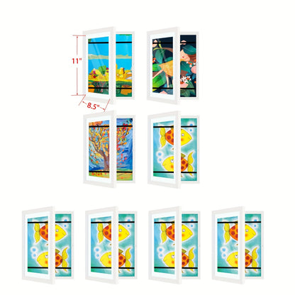 Kids Art Frame Changeable Front-Opening Display – Children Artwork Picture Frame for 8.5x11 & 10x12.5 Drawings, Paintings & School Projects, Perfect Christmas & Holiday Gift, White / Wood / Black, 2/4/8 Pack