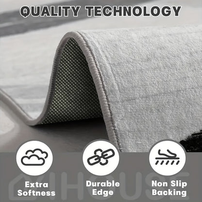Stone Texture Non-Slip Area Rug Machine Washable Soft Floor Mat for Living Room Bedroom Terrace Camping Rectangular