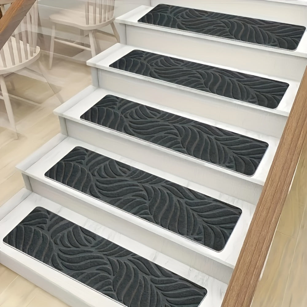 Non-Slip Stair Treads 15 Pack – Self-Adhesive Indoor Stair Mats for Wooden Steps, Washable Polyester Carpet Runners, Protects Stairs & Prevents Slipping for Kids, Pets & Elderly