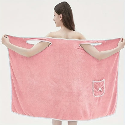 Wearable Bath Towel Wrap Coral Fleece Bow-Knot Strapless Bathrobe Quick Dry Absorbent 260GSM Soft Skin-Friendly Adult Shower Towel for Bathroom Beach Spa Light Purple Pink
