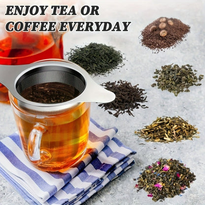 Stainless Steel Tea Strainer Set of 4 with Lid – Fine Mesh Tea Infuser with Dual Handles for Loose Leaf Tea, Herbs & Spices – Ergonomic Grip, Durable & Easy to Clean