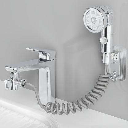 Faucet Extender Pull-Out Retractable Showerhead for Washbasin - Hot & Cold Compatible Hair Washing Sink Sprayer, Basin Extension Attachment for Bathroom Sink, 1-Speed & 3-Speed Options