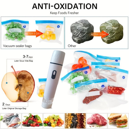 Handheld Vacuum Sealer Machine for Food Storage Portable Food Vacuum Preservation Device with 15 or 30 Vacuum Bags – Powerful Compact Vacuum Sealing Machine for Freshness