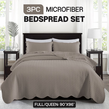 Bedspread Set 3-Piece Microfiber Floral Coverlet with Pillow Shams - Soft Breathable Lightweight All-Season Bed Cover for Queen King Twin California King