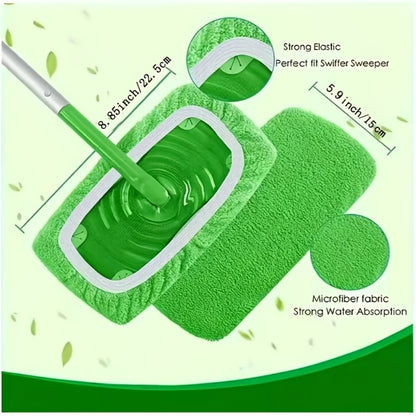 Microfiber Mop Pads 15-Pack Compatible with Swiffer Sweeper Reusable Washable Wet Dry Mopping Cloths Refill Pads for Hardwood Vinyl Tile Floors
