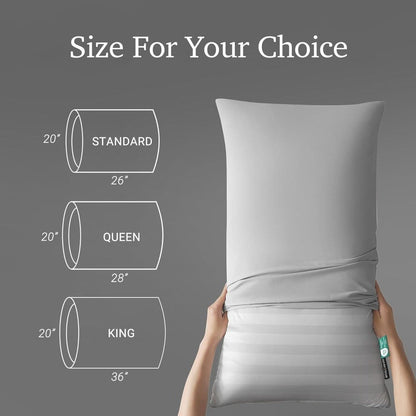 Hotel Collection Feather Down Bed Pillows Set of 2 – 500 Thread Count 100% Cotton, Soft Hypoallergenic Queen King Standard Size Back Side Sleeper Pillow 2 Pack
