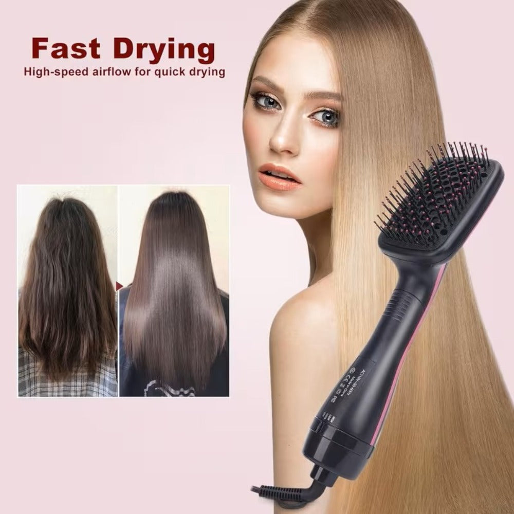 3-in-1 Hot Air Brush Hair Dryer Straightener Comb | Ionic Blow Dryer Brush with Negative Ion Frizz Control, Anti-Scald, Wet & Dry Use – Salon Styler for All Hair Types, 110V