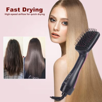 3-in-1 Hot Air Brush Hair Dryer Straightener Comb | Ionic Blow Dryer Brush with Negative Ion Frizz Control, Anti-Scald, Wet & Dry Use – Salon Styler for All Hair Types, 110V