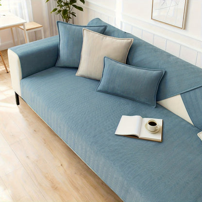 Chenille Ribbed Sofa Cover - Pet Friendly Non-Slip Machine Washable Soft Stretch Slipcover for 1-4 Seater Sectional Sofa Living Room Bedroom Office, 9 Colors