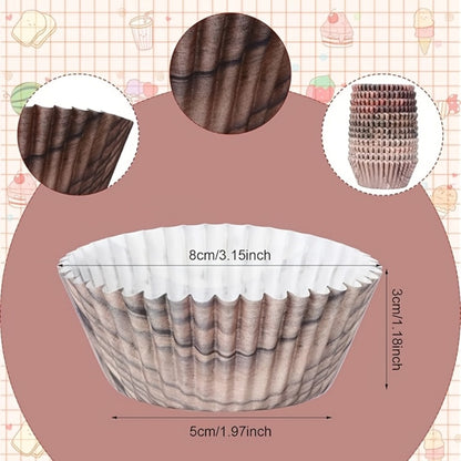 Cupcake Liners 300pcs Woodland Animal Paper Muffin Cups, Woodgrain Cupcake Wrappers for Birthday Party, Baby Shower, Wedding, Bridal Shower, Holiday Baking, Christmas, Easter, Halloween Decorations