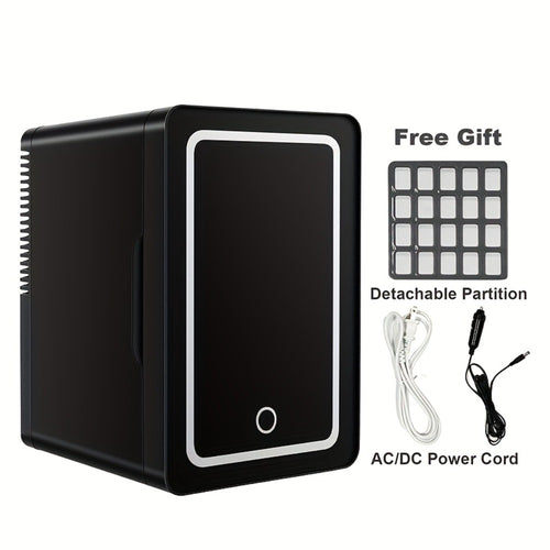 Mini Fridge 1.59 Gal 9-Can - AC/DC Portable Cooler & Heater, Silent Thermoelectric Refrigerator for Skincare, Drinks & Cosmetics, Bedroom, Office, Dorm, Desk, Car & Travel