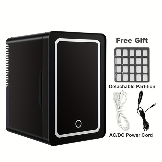 Mini Fridge 1.59 Gal 9-Can - AC/DC Portable Cooler & Heater, Silent Thermoelectric Refrigerator for Skincare, Drinks & Cosmetics, Bedroom, Office, Dorm, Desk, Car & Travel