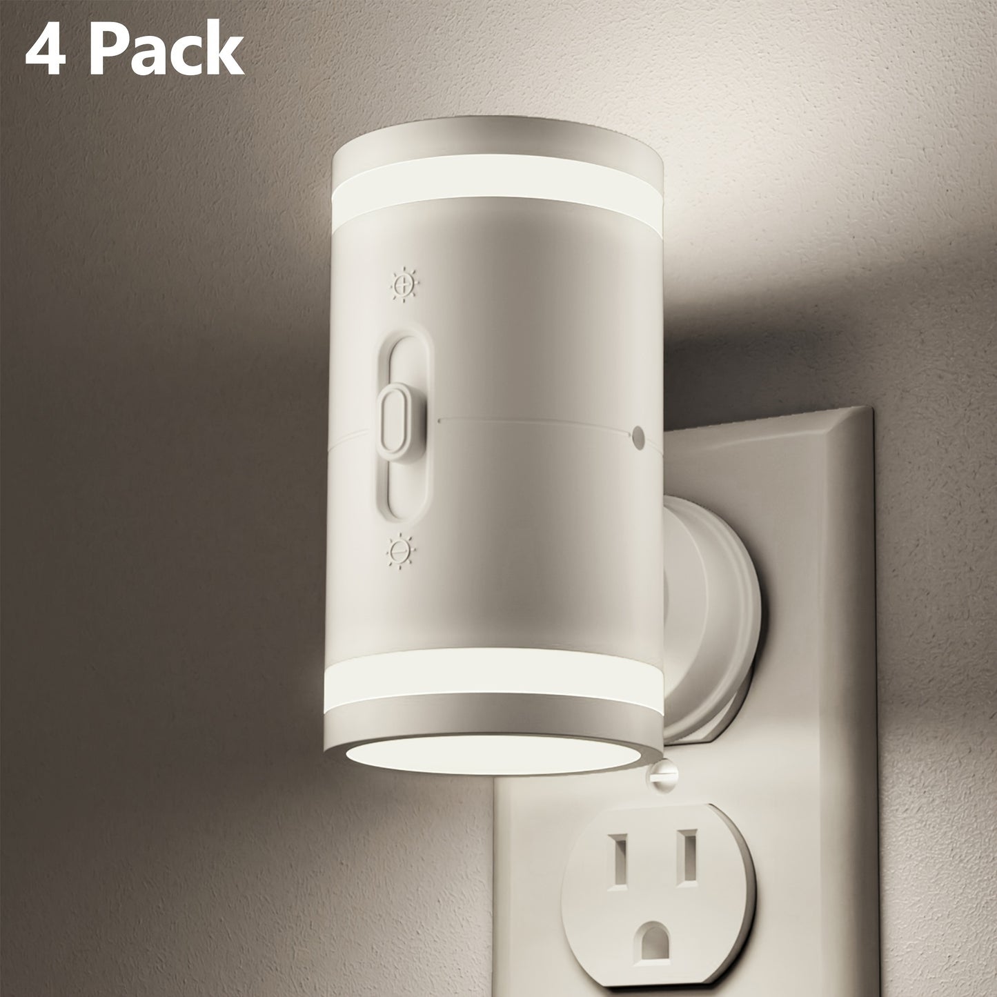 LED Night Light Plug In Dusk to Dawn Sensor – 5-120LM Adjustable Brightness, 3 Color Temperatures, Modern Plug-In Night Lights for Hallway, Bedroom, Staircase, Bathroom & Toddler Room, 2 or 4 Pack
