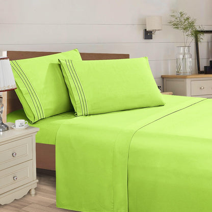 Microfiber Bed Sheet Set 4-Piece Deep Pocket Cooling Sheets Twin Full Queen King Cal King Split King – Soft Wrinkle Fade Resistant Hotel Quality Bedding