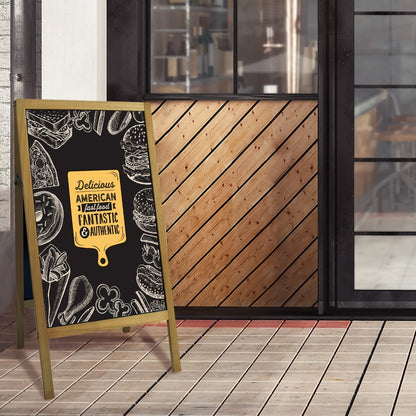 A-Frame Chalkboard Sign Double Sided Magnetic Wooden Standing Blackboard Menu Display Board for Restaurant Coffee Shop Bar Sidewalk Sandwich Board 39x20 Inch