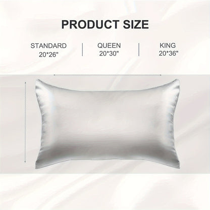 Silk Pillowcase 22 Momme – Satin Weave Mulberry Silk with Hidden Zipper for Hair & Skin Health, Standard Queen King – Multiple Colors