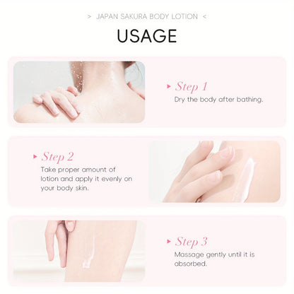 Sakura Body Lotion Hydrating Moisturizer 200g | LAIKOU Radiant Skin Cream with Vitamin C & Shea Butter | Dry Cracked Skin Repair | Brightening Nourishing Body Cream for Silky Smooth Skin