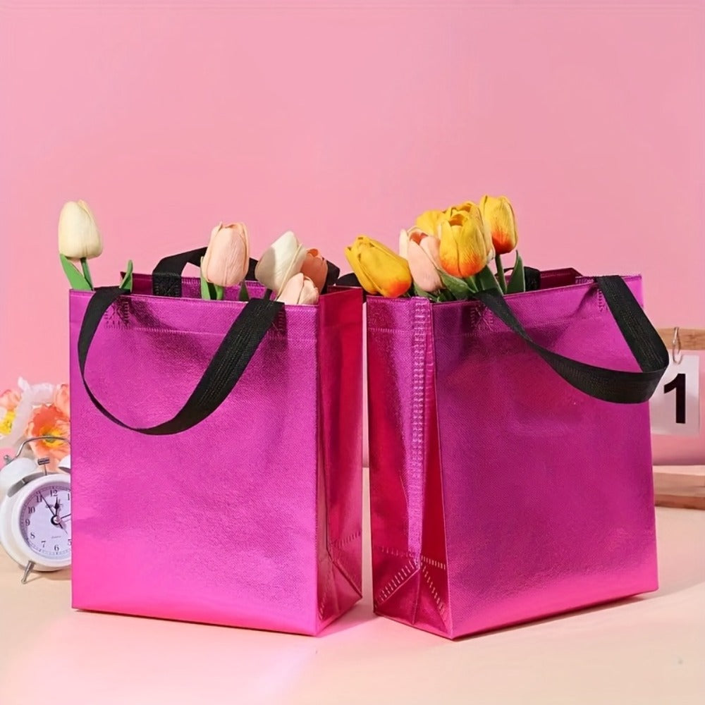 Gift Bags Bulk 24pcs Mixed Colors Glossy Finish | Reusable Shiny Party Favor Bags 8x10x4 in Pink Red Purple Blue Green – Birthday Goodie Bags Christmas Holiday Wedding Baby Shower