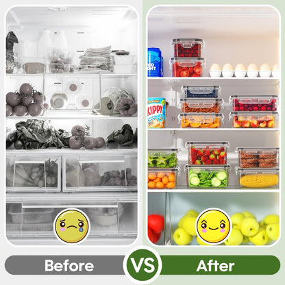 Food Storage Containers Set with Lids 48-Piece | Leak-Proof Stackable Plastic Meal Prep Containers for Kitchen Pantry Refrigerator Freezer Microwave Safe with Labels