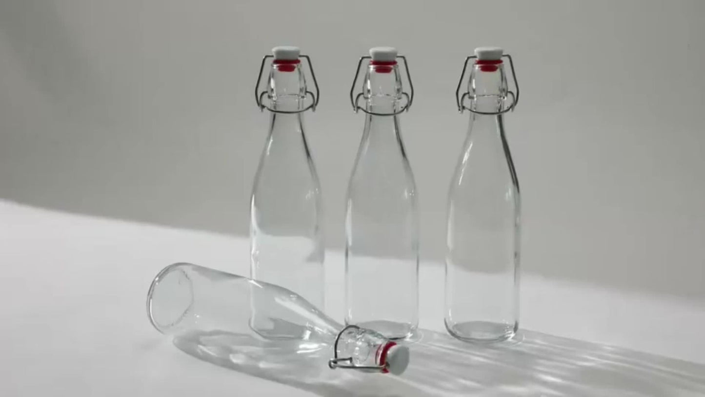 Flip Top Glass Bottles with Stopper 16oz | Airtight Swing Top Bottle for Kombucha, Juice, Vinegar, Honey, Vanilla Extract – Kitchen Storage Set