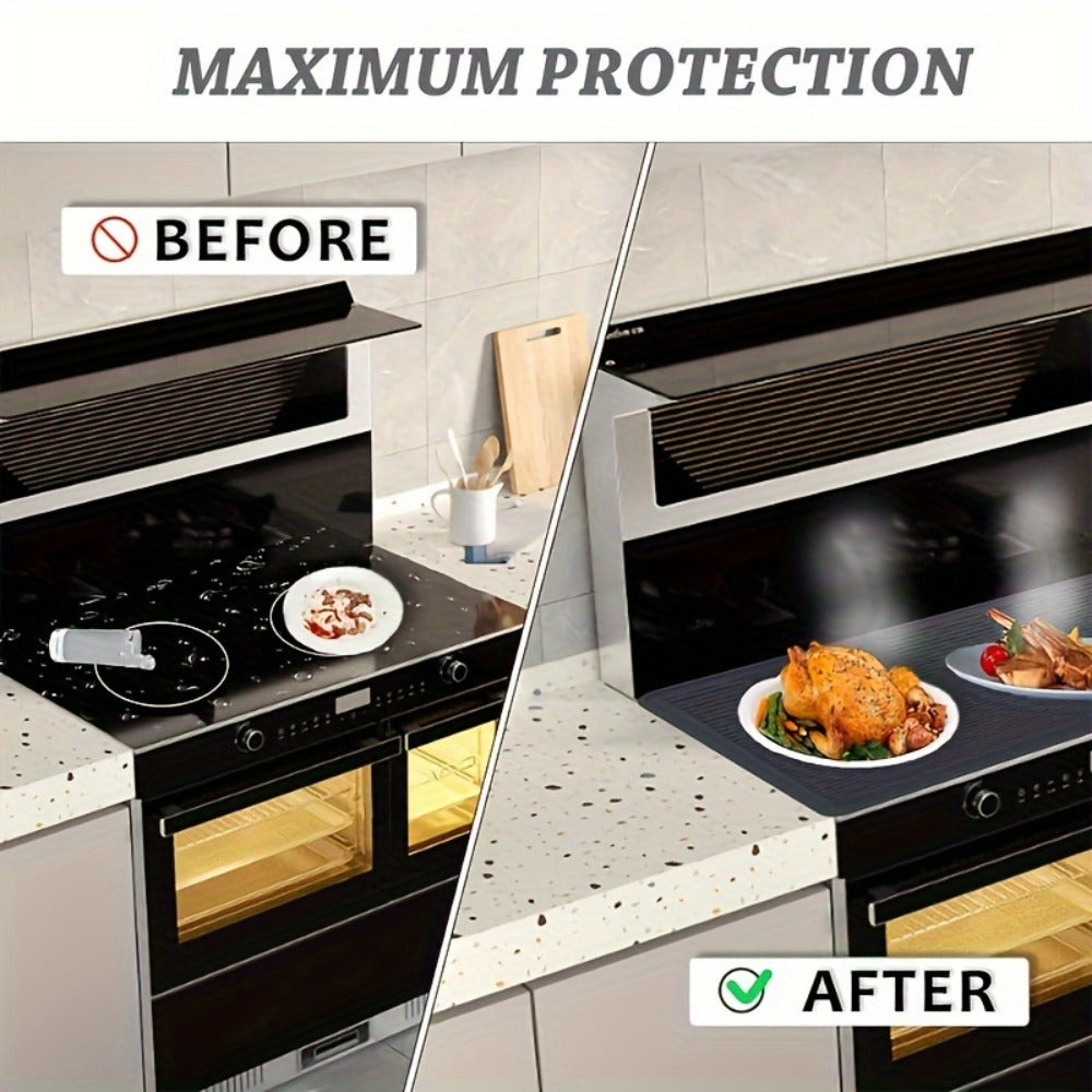 Silicone Stove Top Cover Protector 28x20 Inch – Heat-Resistant Glass Cooktop Cover for Electric & Ceramic Stoves, Scratch-Proof Surface Mat & Kitchen Dish Drying Pad