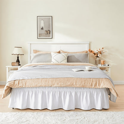 Ruffled Bed Skirt with Adjustable Elastic - Twin Full Queen King, 15-Inch Drop, Machine Washable, 30 Colors