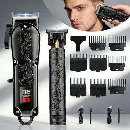 Men's Grooming Set USB Rechargeable Hair Clipper Electric Shaver Nose Ear Hair Trimmer with LCD Battery Display 2-Piece and 4-Piece Options Gift for Husband Boyfriend