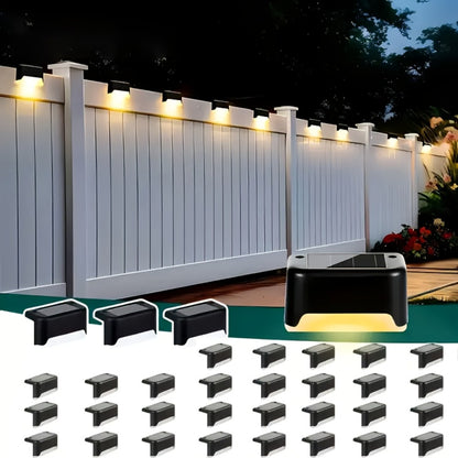 Solar Powered LED Deck Lights – Auto On/Off Outdoor Step Lights for Stairs, Fence, Pathway & Patio, 12-Hour Continuous Lighting, Weatherproof Solar Stair Lights for Garden, Yard & Commercial Use