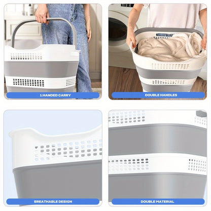 Collapsible Laundry Basket 43L Foldable Pop-Up Hamper with Handles – 11.5 Gallon Plastic Laundry Basket Space-Saving Portable Storage Container Organizer for Bedroom, Bathroom & Dorm, 1pc or 2 Pack