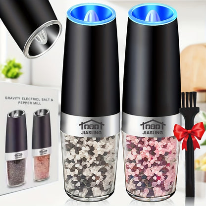 Electric Salt and Pepper Grinder Set 2PCS – Battery-Powered, LED Light, One-Handed Automatic Operation, Adjustable Coarseness
