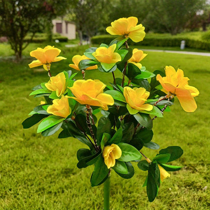 Solar Flower Lights Outdoor IP65 Waterproof Simulation Azalea Garden Decor Light 42 LED Solar Powered Decorative Stake Light for Garden Patio Yard Rose Red Yellow Pink Purple Colorful