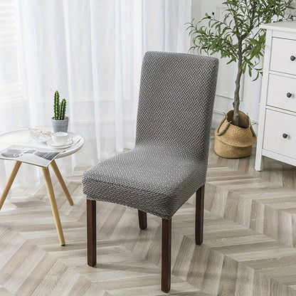 Dining Chair Covers Set of 4 6 Waterproof Stretch Parson Chair Slipcovers - Polar Fleece Jacquard Elastic Band Fit Kitchen Dining Room Chair Protector, 7 Colors, Beige Black Khaki Burgundy Gray