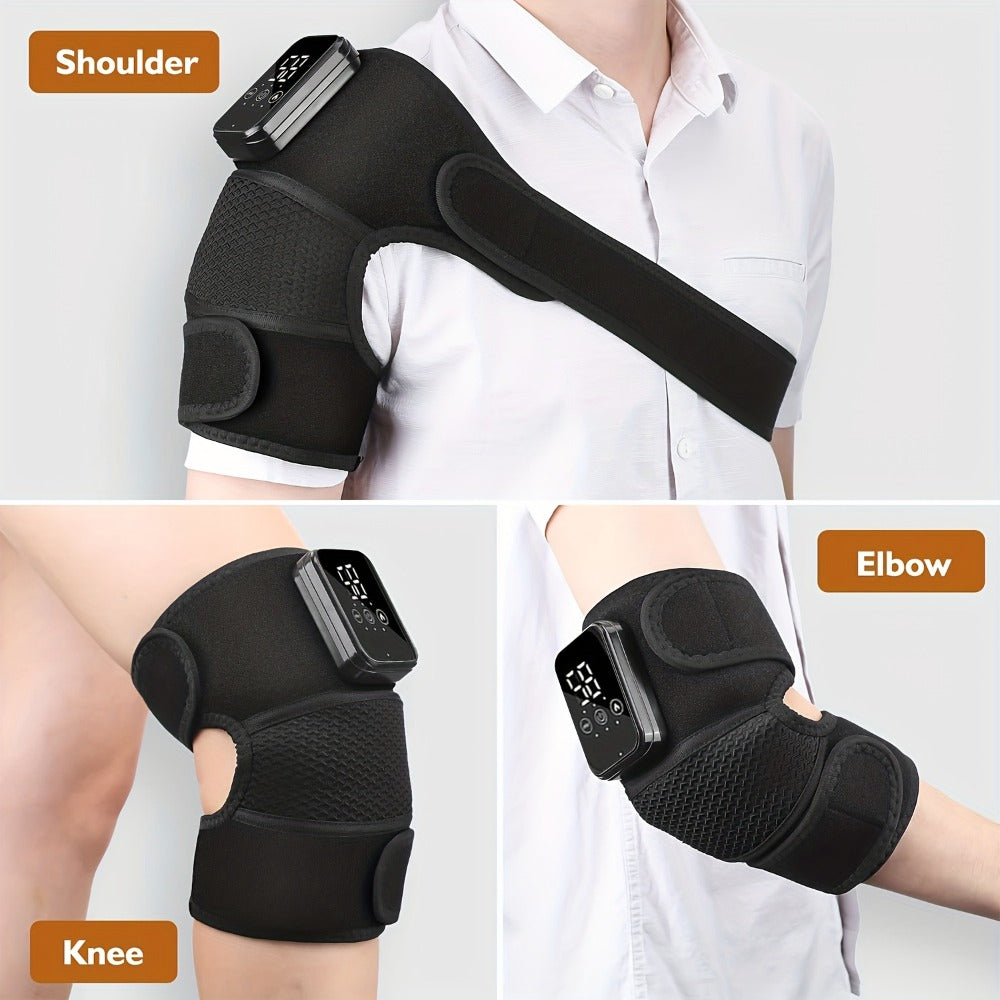 Heated Knee Massager with Heat and Vibration Massage – Wireless Portable Electric Knee Brace Wrap for Pain Relief, Arthritis, Joint Stiffness – 3-in-1 Shoulder Elbow Knee Heating Pad, Gift for Elderly