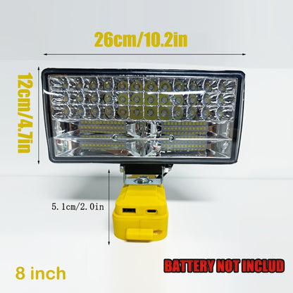 LED Work Light Compatible with DeWalt 20V Battery - 18W/84W Adjustable Floodlight, 4/8 Inch Portable Jobsite Light with USB & Type-C Ports, Angle Adjustable for Camping Automotive Repair Worksite