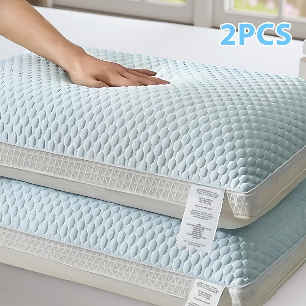 Cooling Bed Pillows 2-Pack, Non-Collapsing Soft Support Pillow with Neck & Cervical Support, Breathable & Machine Washable, Queen Size Bed Pillows for Back Side Stomach Sleepers
