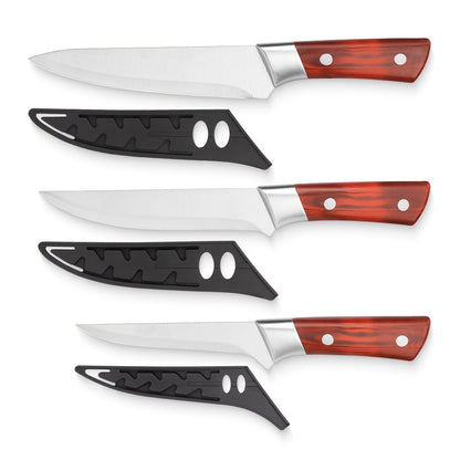 Kitchen Knife Set 3-Piece Hand Forged Stainless Steel Chef Knives with Boning Fillet & Carving Blades – Professional Butcher Set for Meat Cutting BBQ Father's Day Gift