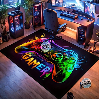 Gaming Mouse Pad Large Extended Cyberpunk Controller Design Non-Slip Desk Mat for PC Console Streaming Setup Esports Game Room Decor Teen Boys Gift 24x36 47x63 Inch
