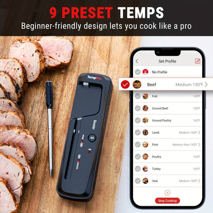 Wireless Meat Thermometer 500Ft Bluetooth – Dual Sensor Digital Food Thermometer for Oven, Grill, BBQ, Smoker & Air Fryer with App & Temperature Alarm