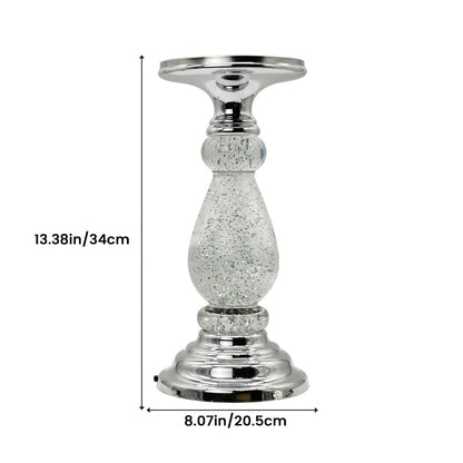LED Swirling Candle Holder with On/Off Switch – Polished Acrylic Pedestal Base Fits 3-Wick Candles Up to 4 Inch Silver Gold Centerpiece for Home Decor Wedding Table Holiday Christmas Gift