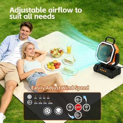 Camping Fan 20000mAh with LED Lantern and Remote Control, 4-Speed 90° Oscillation 1-8H Timer, 59-Hour Battery Life Power Bank Fan with Hook for Tent, Hiking, Outdoor and Indoor Use