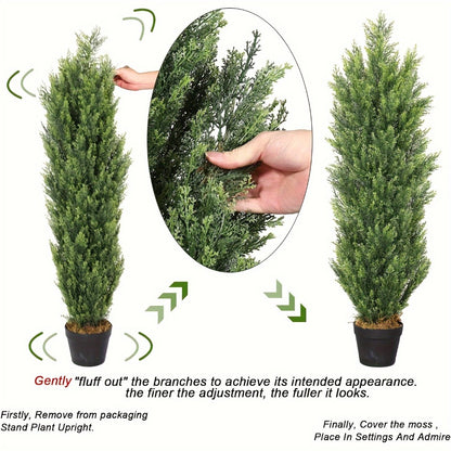 Artificial Cedar Topiary Trees 2 Pack UV Resistant Faux Greenery for Indoor Outdoor Patio Garden Office Entryway Decor 4FT 5FT 6FT