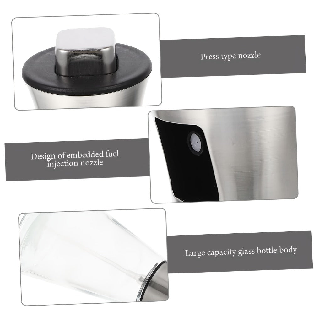Oil Sprayer for Cooking Stainless Steel – Pressurized Glass Olive Oil Spray Bottle for Kitchen BBQ Grilling Baking Air Fryer
