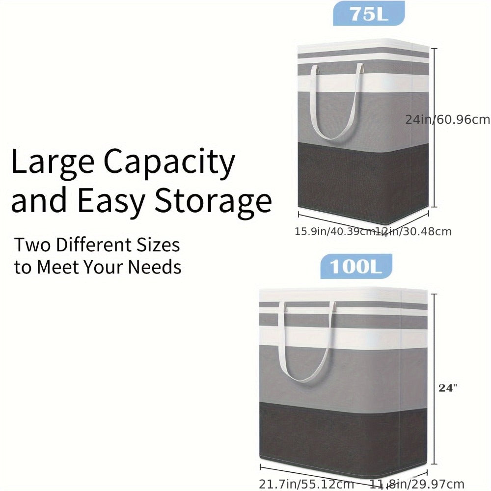 Collapsible Laundry Basket 3 Pack 75L – Freestanding Tall Clothes Hamper with Easy-Carry Handles for Bedroom, Bathroom, Family & Dorm – Large Capacity Folding Laundry Bin Set