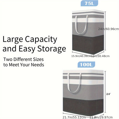 Collapsible Laundry Basket 3 Pack 75L – Freestanding Tall Clothes Hamper with Easy-Carry Handles for Bedroom, Bathroom, Family & Dorm – Large Capacity Folding Laundry Bin Set