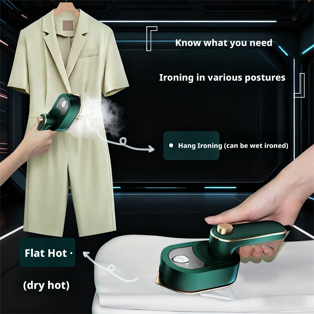 Mini Portable Folding Travel Iron – Compact Handheld Steam Iron for Travel, Dorm, Apartment & Home Office – Lightweight Wrinkle Remover for Clothes, Shirts & Fabrics (White, Model YD-03)