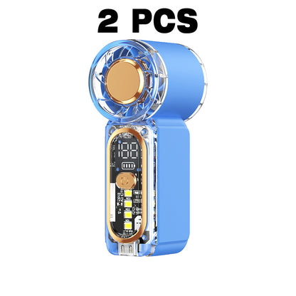 Mini Handheld Pocket Fan 2 Pack 22000RPM Brushless Motor 100 Speed Digital Display Type-C Fast Charge LED SOS Mode Quiet for Outdoor Camping Travel Office Orange Purple Blue