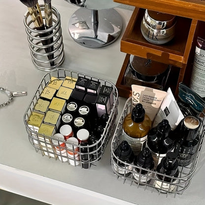 Storage Basket Open Weave Organizer – Multi-Purpose Woven Bin for Bathroom Shelf Kitchen Desk Bedroom Home Organization Sturdy Sleek Design