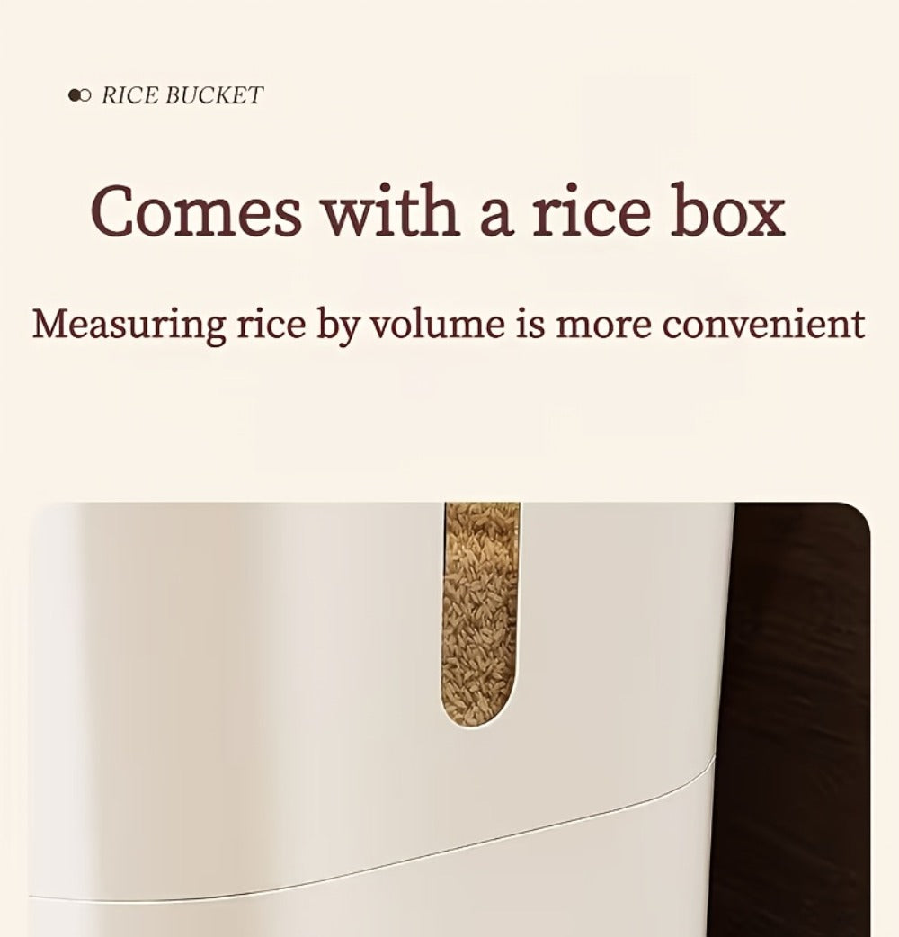 Airtight Rice Container with Measuring Cup | Large Capacity Moisture-Proof Rice Dispenser for Rice, Grains, Flour, Pet Food – BPA-Free Kitchen Food Storage