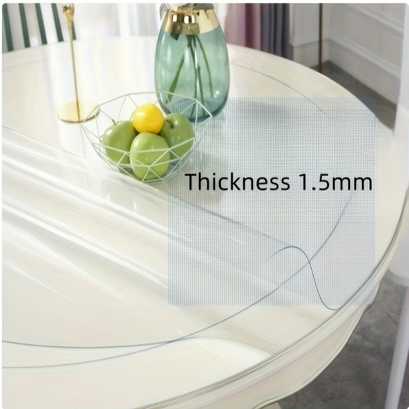 Round Clear PVC Table Cover Protector – 1.5mm Thick Vinyl Tablecloth Pad, Waterproof, Heat-Resistant, Easy to Clean, for Dining & Coffee Tables