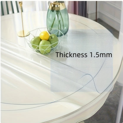 Round Clear PVC Table Cover Protector – 1.5mm Thick Vinyl Tablecloth Pad, Waterproof, Heat-Resistant, Easy to Clean, for Dining & Coffee Tables